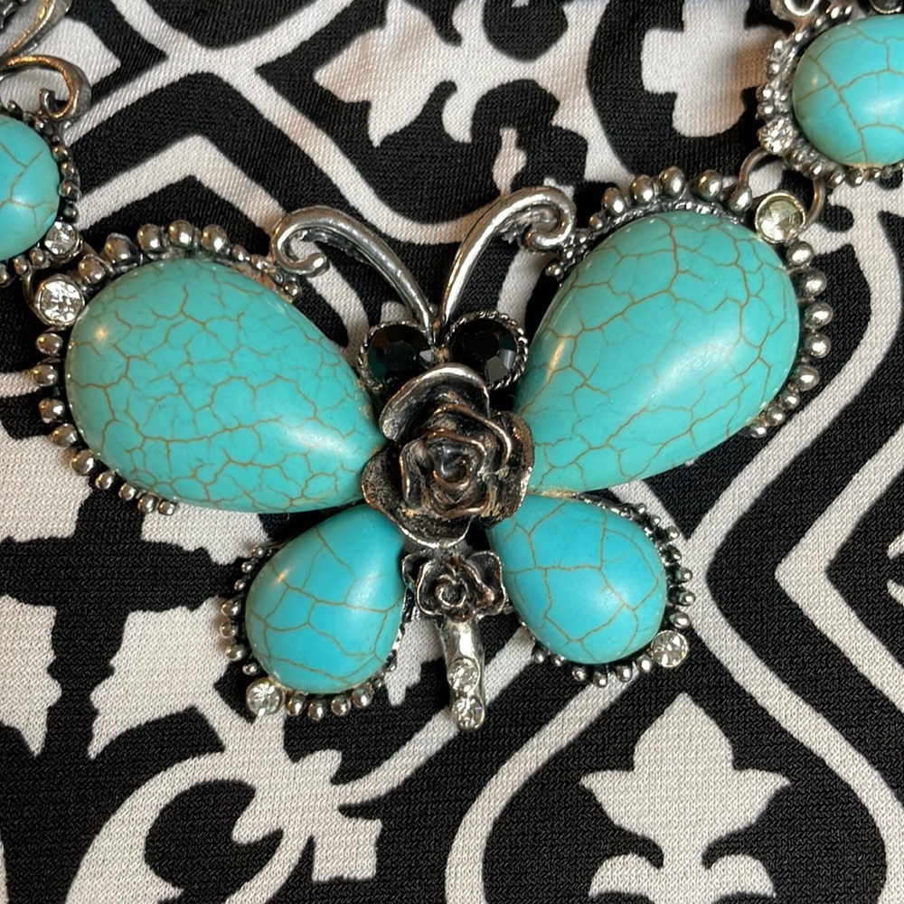 Lilylin Designs Turquoise Blue Butterfly Necklace - Picture 4 of 5